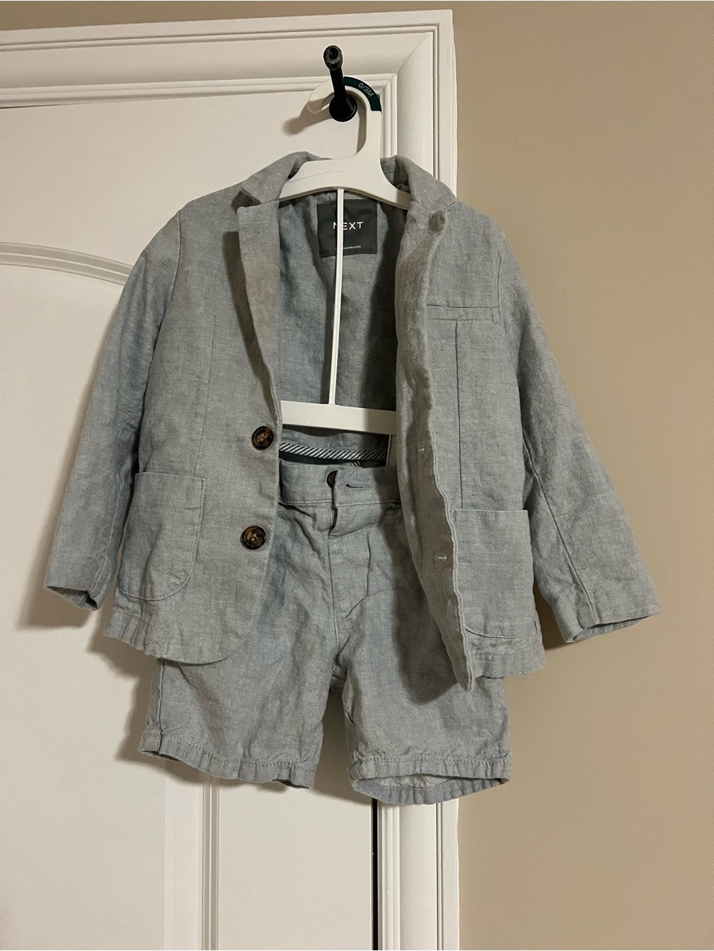 next Boys' Light Gray Linen-Blend Blazer and Shorts Set